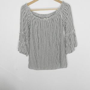 Pink Rose. Off the shoulder bell sleeve blouse